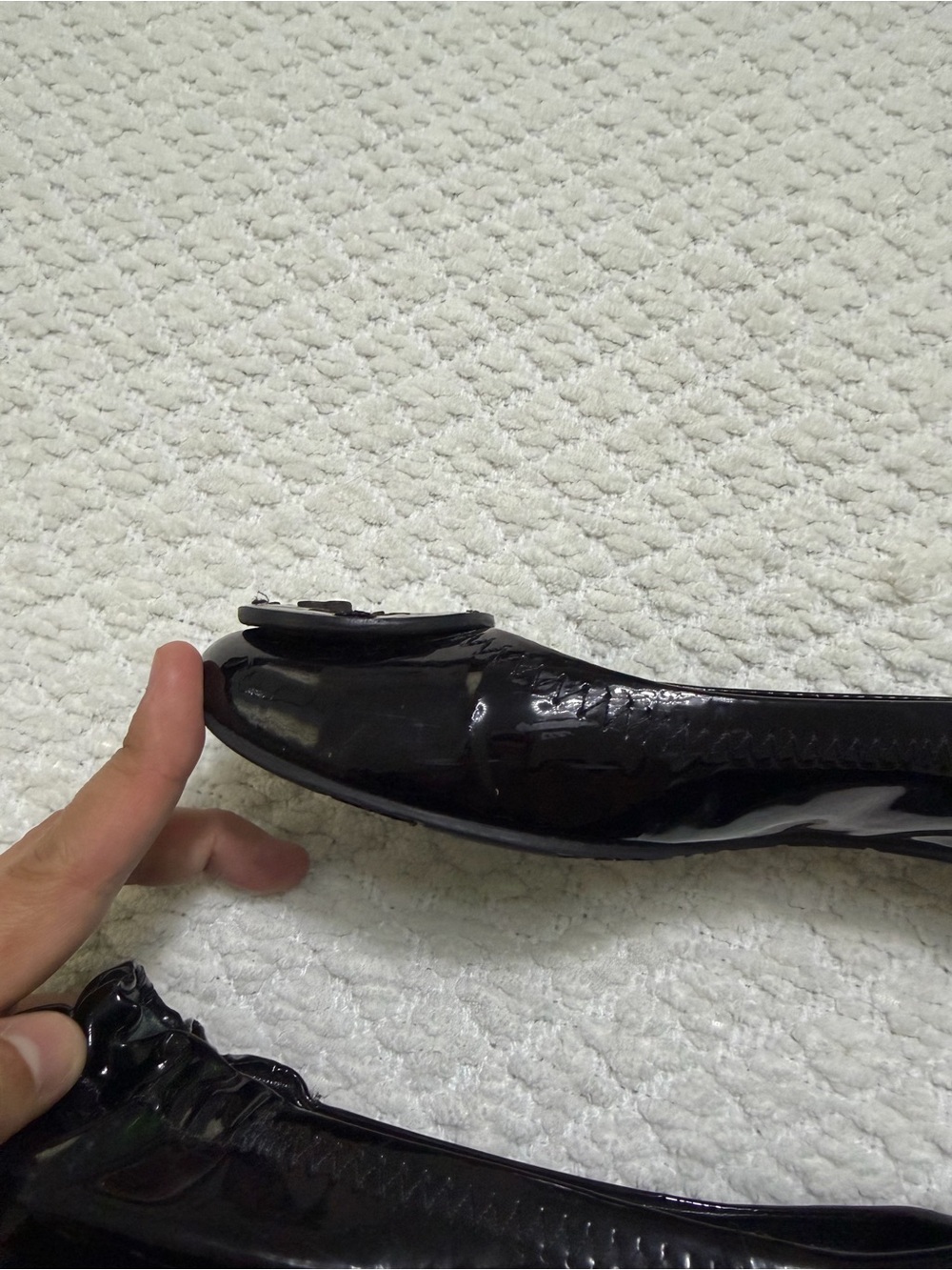 Tory Burch Reva Ballerina Patent Leather Flats Black Shoes Women’s Size 6.5 - Picture 7 of 10